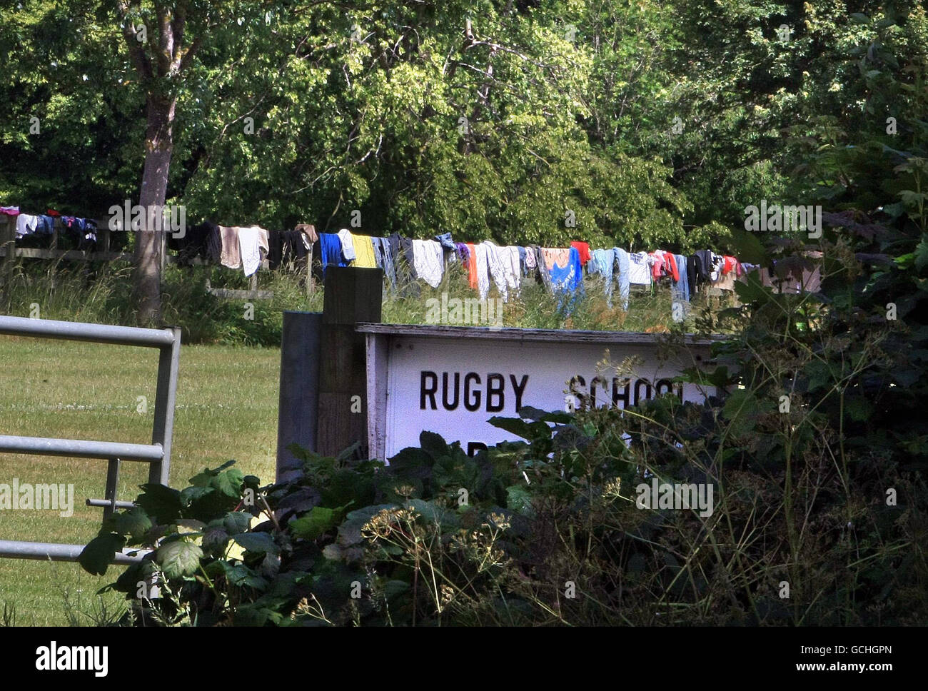 Reisende mit Rugby Schule land Stockfoto