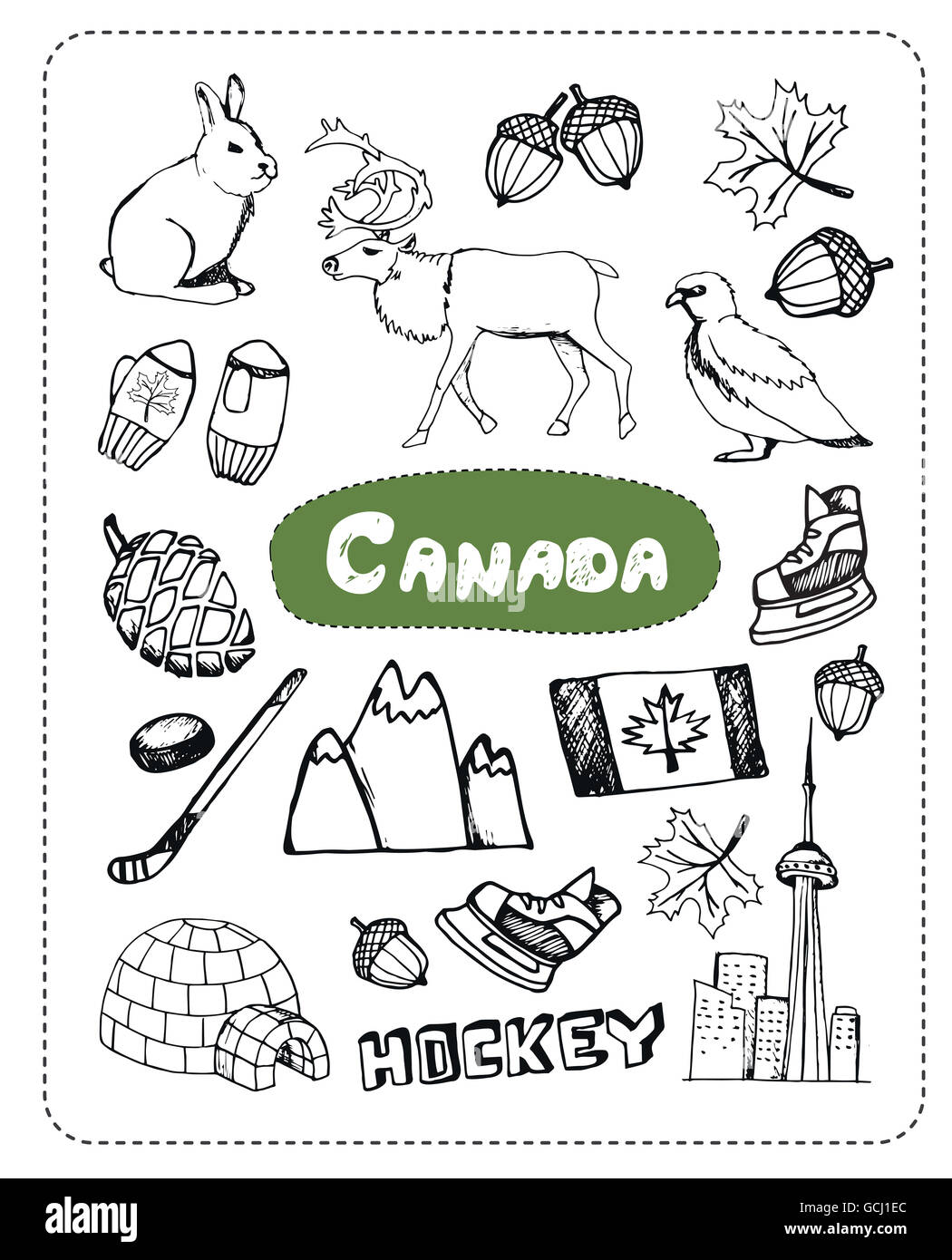 Reihe von touristischen Attraktionen Kanada. Stockfoto