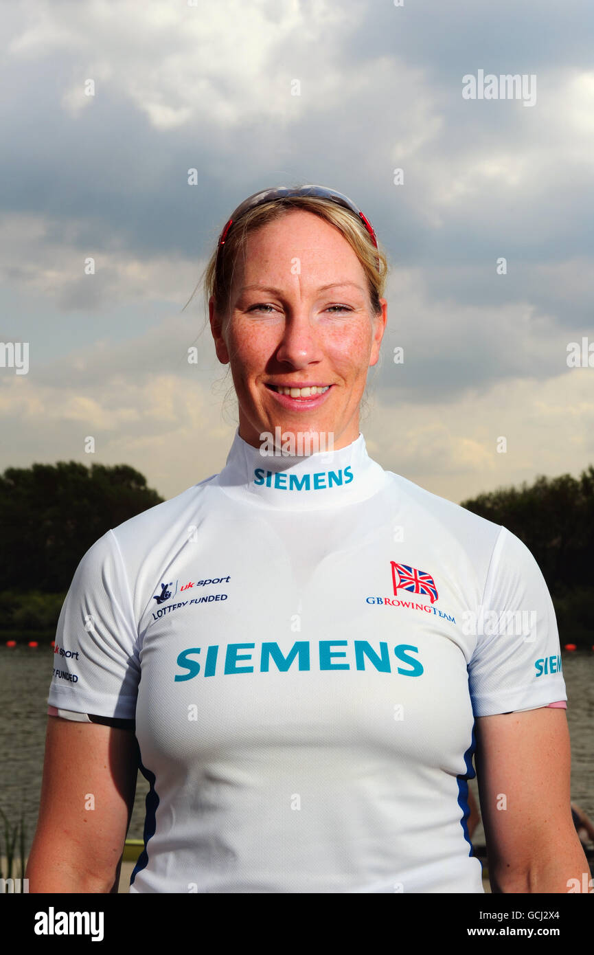 Rudern – Ankündigung des GB-Rudertrupps – Redgrave Pinsent Rowing Lake. Ankündigung der Debbie-Flut bei der GB-Rudergruppe am Redgrave Pinsent Rowing Lake, Caversham. Stockfoto