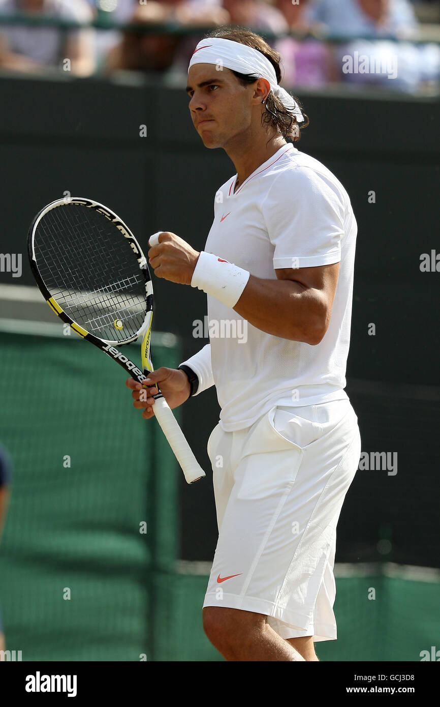 Der spanische Rafael Nadal im Kampf gegen den schwedischen Robin Söderling Stockfoto