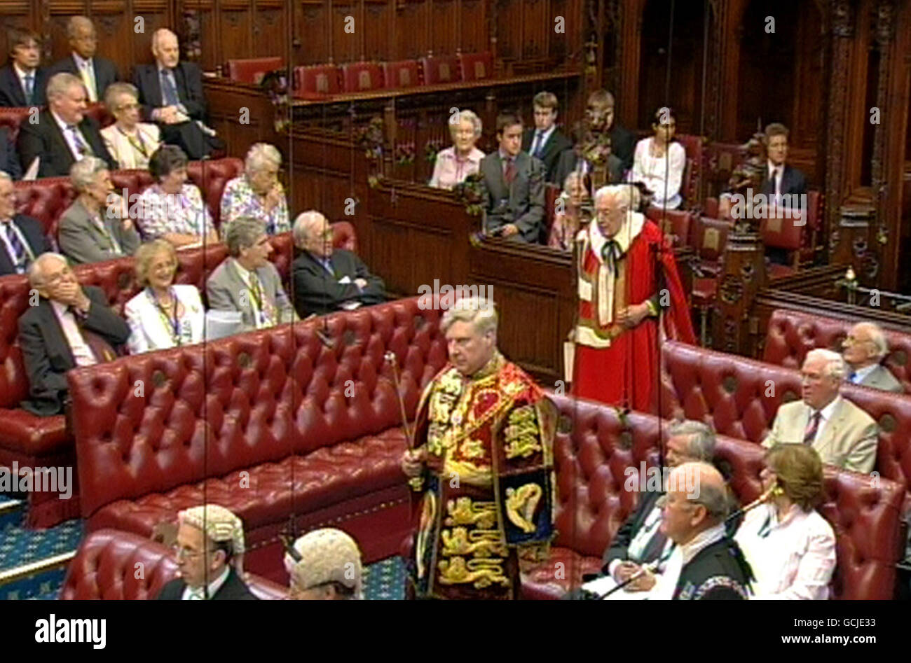 Ian Paisley, der ehemalige nordirische erste Minister, nahm heute als Lord Bannside seinen Platz im Oberhaus ein. Stockfoto