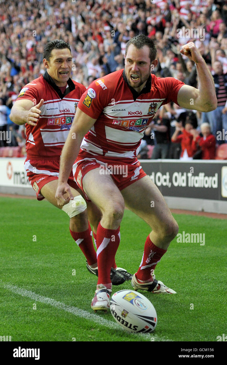 Rugby League - engage Super League - Wigan Warriors V Warrington Wolves - DW-Stadion Stockfoto