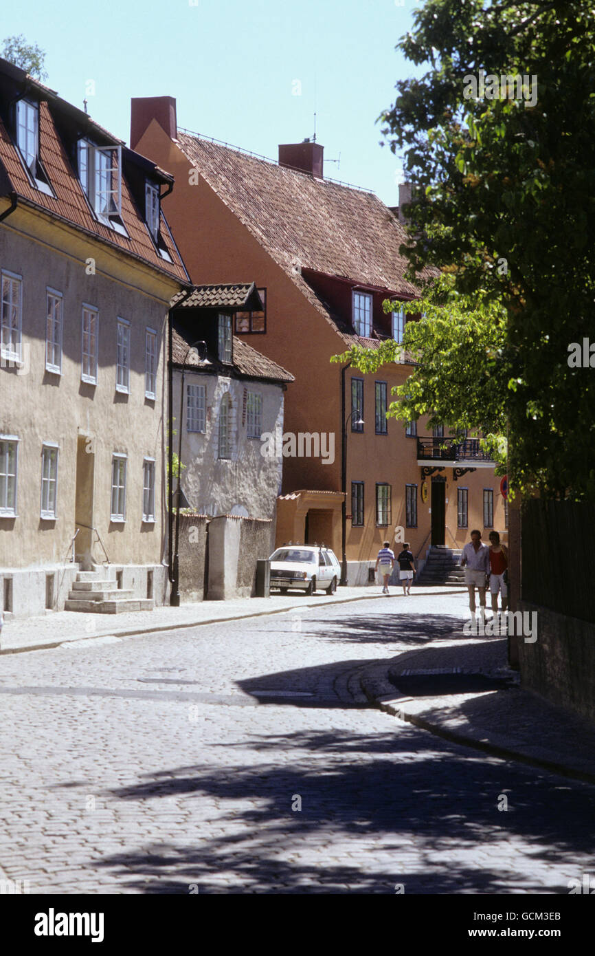 Die Stadt mit ihren mittelalterlichen Häusern Stockfoto