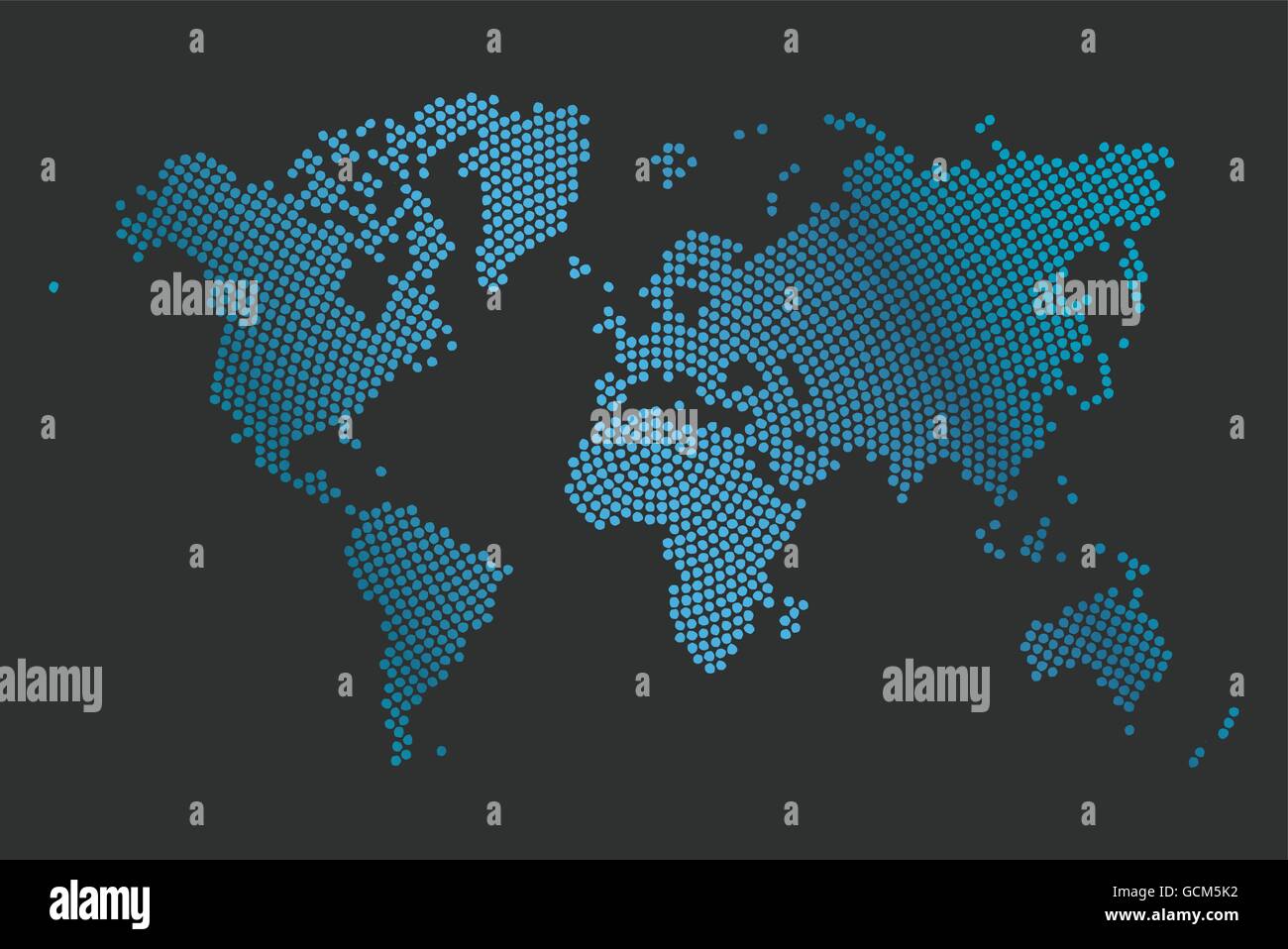 Abstrakte Computer Grafik Weltkarte der Runde Punkte. Vektor-Illustration. Stock Vektor