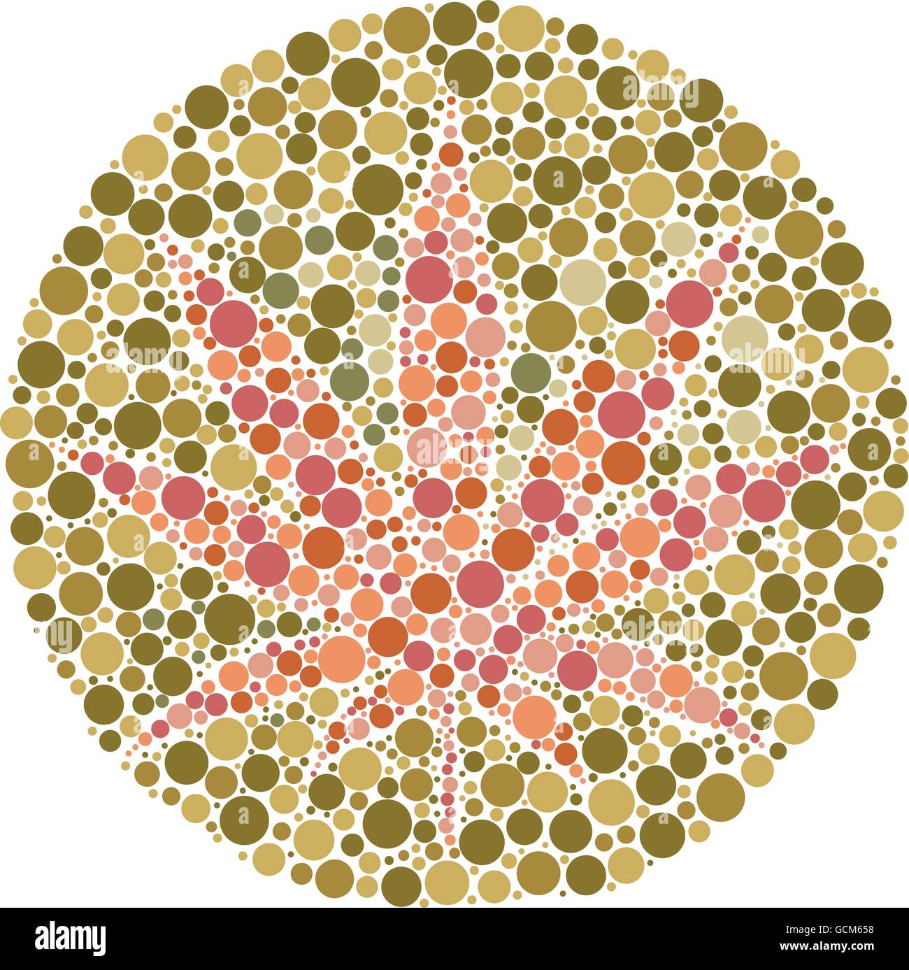 Ishihara Color test Platte mit der Form des Cannabisblatt. Vektor Illustrator EPS 10. Stock Vektor