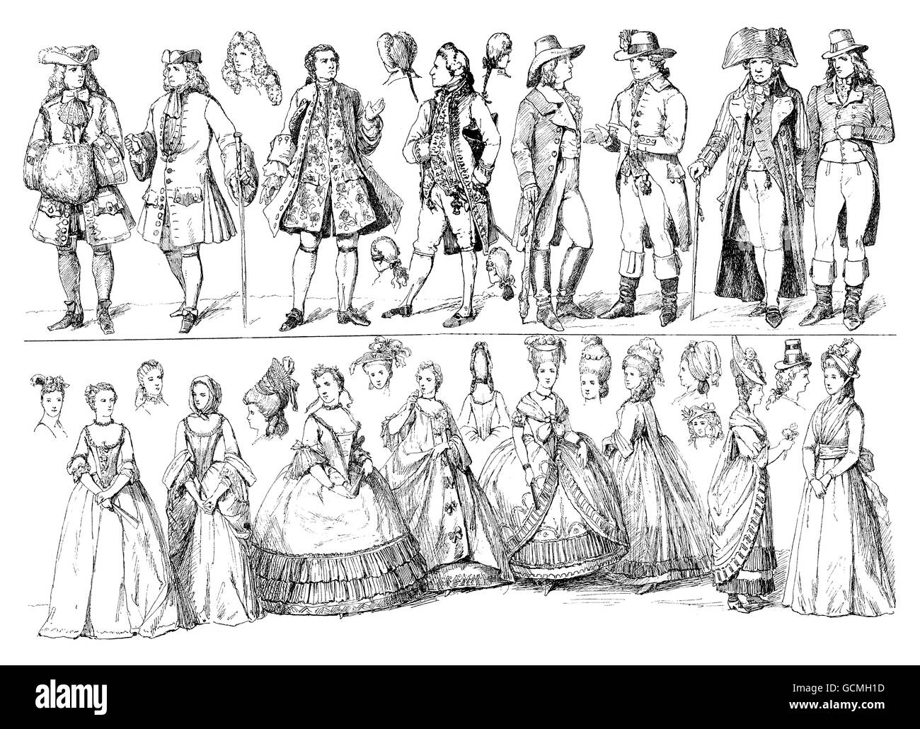 Lifestyle und Mode Oberschicht sehr geehrte Damen und Herren aus dem 18. Jahrhundert Stockfoto