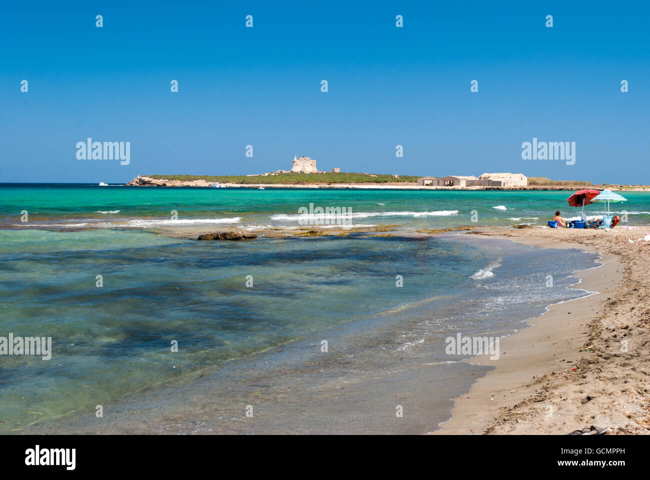 Die Insel der "Capo Passero' im südlichen Sizilien im Sommer Stockfoto