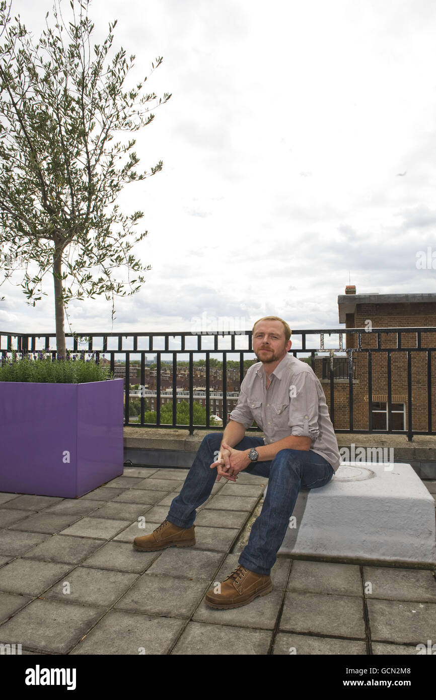 Simon Pegg Portraits - London. Simon Pegg lanciert sein neues Buch Nerd Do Well im Random House in London. Stockfoto