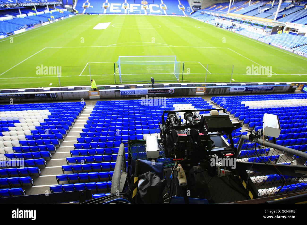 Fußball - Barclays Premier League - Everton / Manchester United - Goodison Park. Gesamtansicht einer 3D-Fernsehkamera im Goodison Park Stockfoto