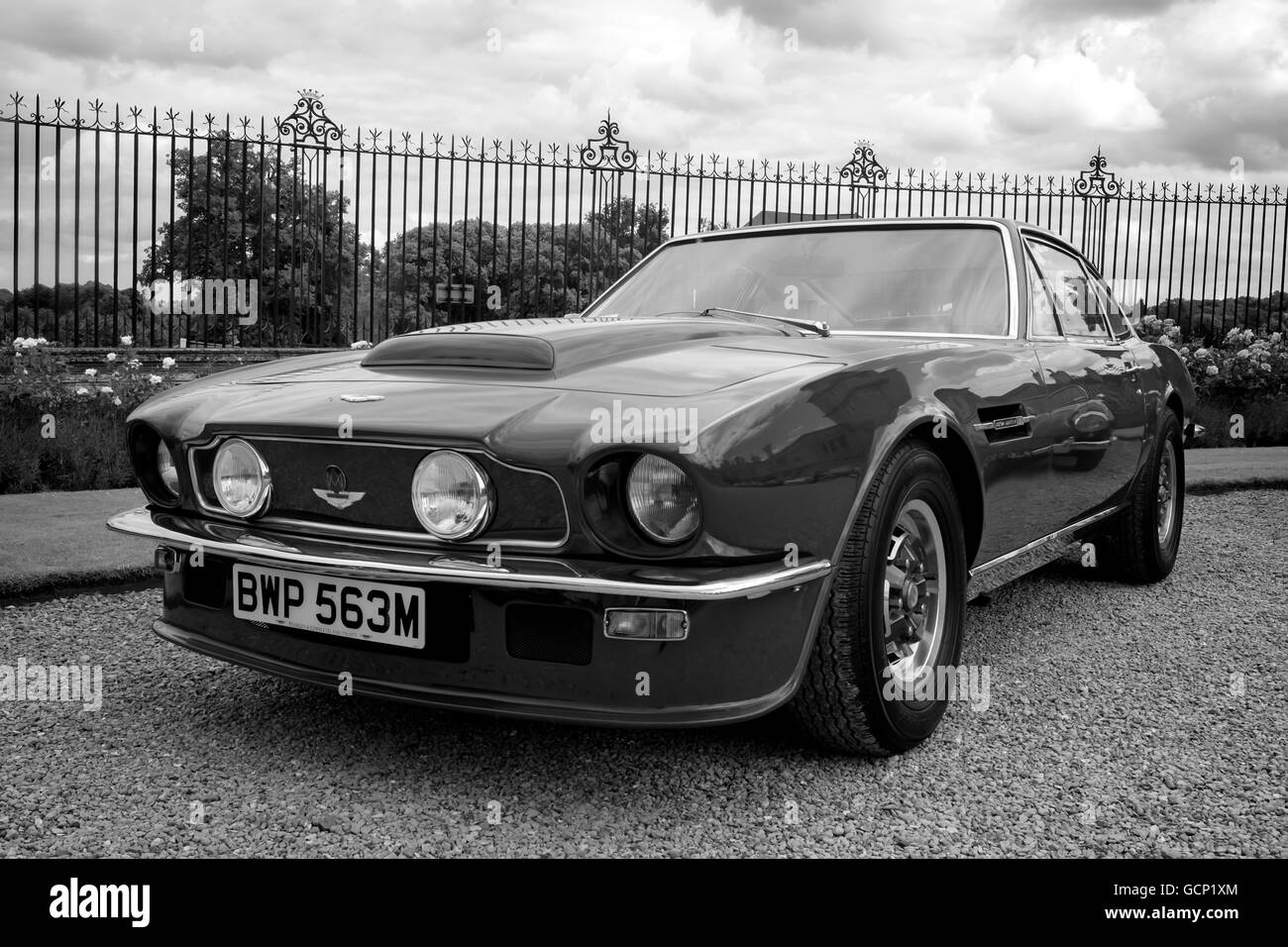 Schwarz / weiß-Bild von einem Aston Martin Stockfoto