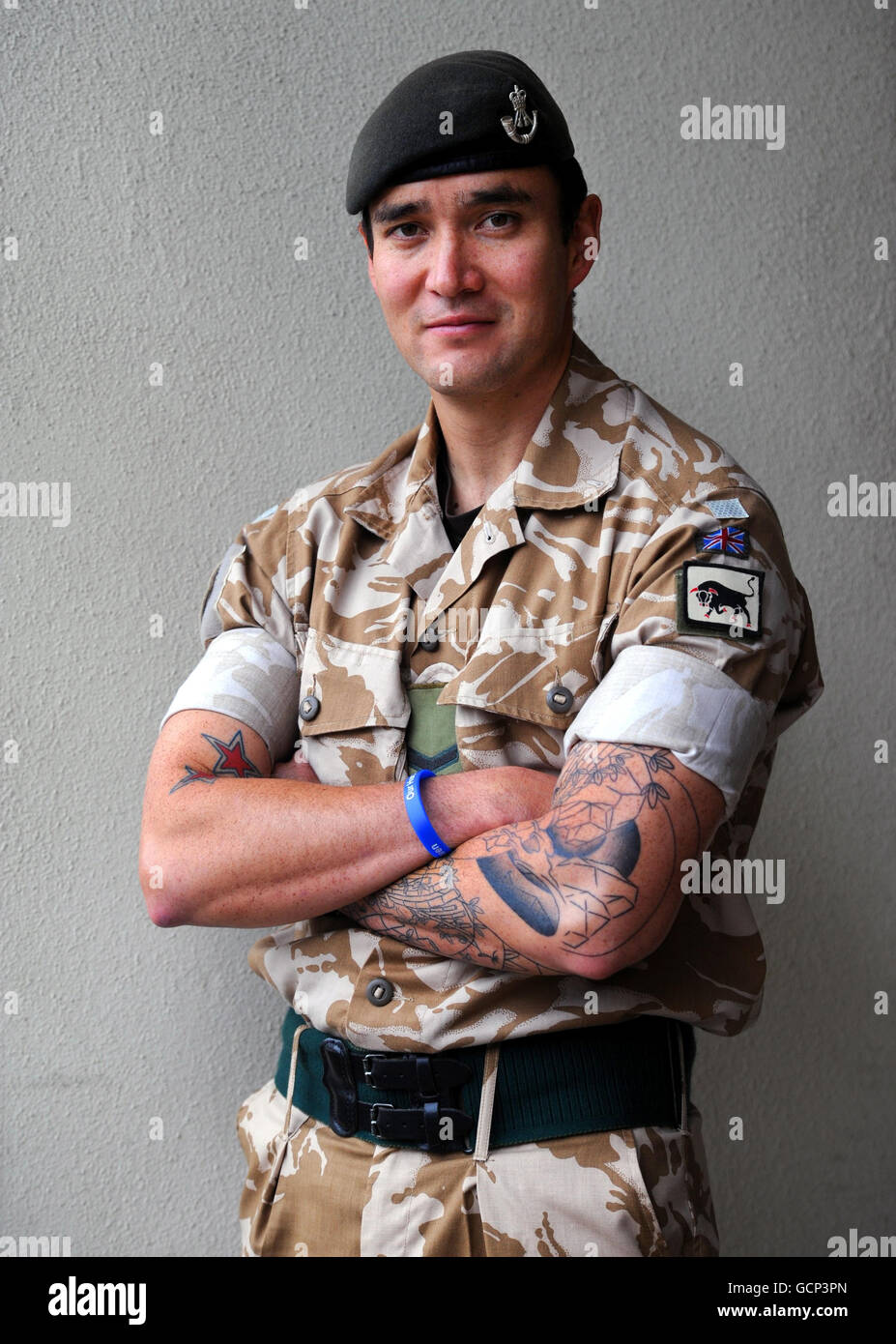 Der Gewehre James McKie, heute in der Wellington Barracks in London, wo das Verteidigungsministerium bekannt gab, dass er ein auffälliges Gallanterie-Kreuz für den Dienst in Afghanistan erhalten wird. Stockfoto