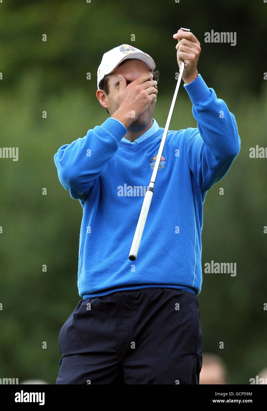 Golf - 38. Ryder Cup - Europa - USA - Praxis Tag zwei - Celtic Manor Resort. Edoardo Molinari aus Europa während seiner Übungsrunde im Celtic Manor, Newport. Stockfoto