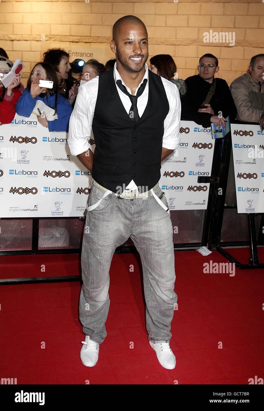 Mobo Awards 2010 - Liverpool. Ricky Whittle bei der Ankunft für die Mobo Awards 2010 in der Echo Arena, Monarchs Quay, Albert Dock, Liverpool. Stockfoto