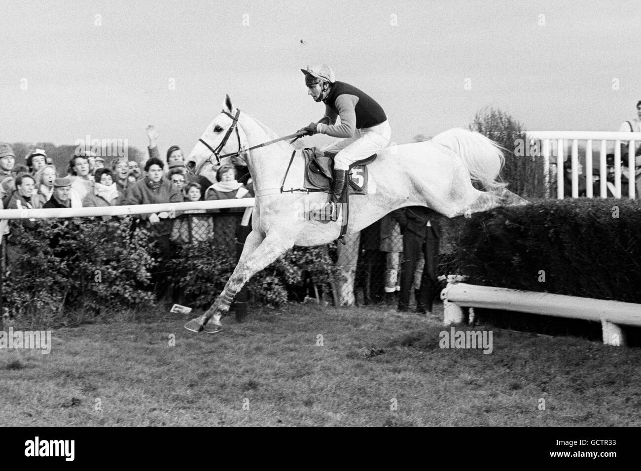 Pferderennen - King George VI Chase - Kempton Park. Desert Orchid, geritten von Simon Sherwood, gewann den König George VI Kirchturm Chase in Kempton Stockfoto