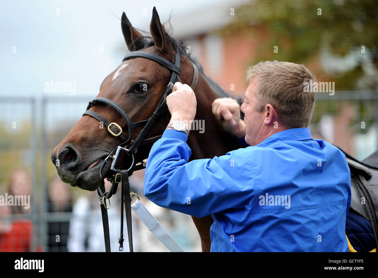 Pferderennen - Züchtertag - Lingfield Park. Pferdeflüsterer Gary Witheford während des Breeders' Day im Lingfield Park Stockfoto