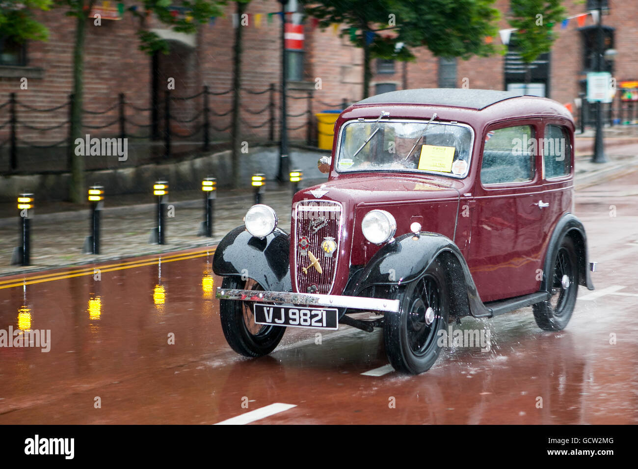 Schwarz braun Austin Seven, 7 am Albert Dock, Liverpool, Merseyside, UK Stockfoto