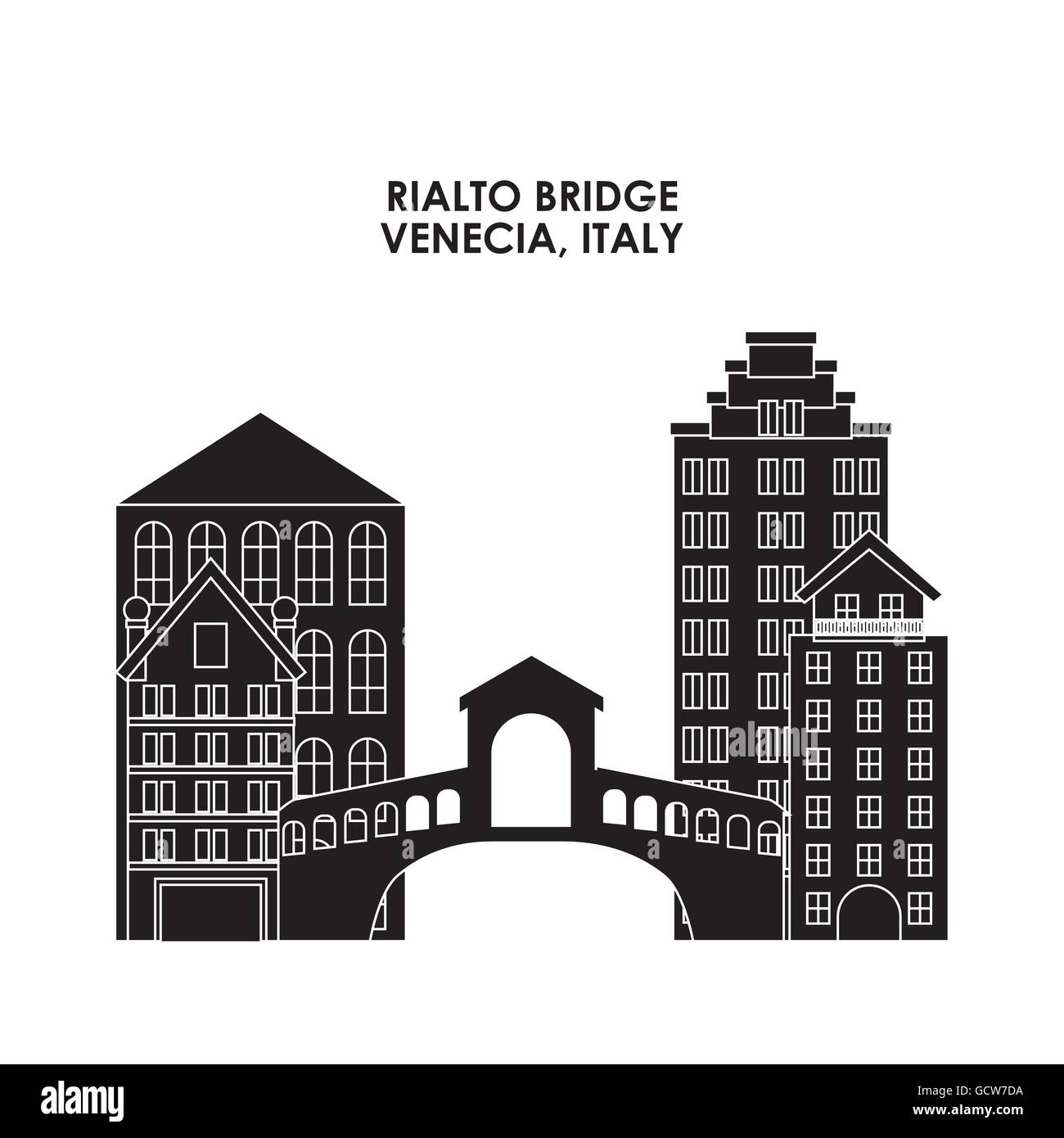 Rialto-Brücke-Symbol. Italien-Kultur-Design. Vektorgrafik Stock Vektor