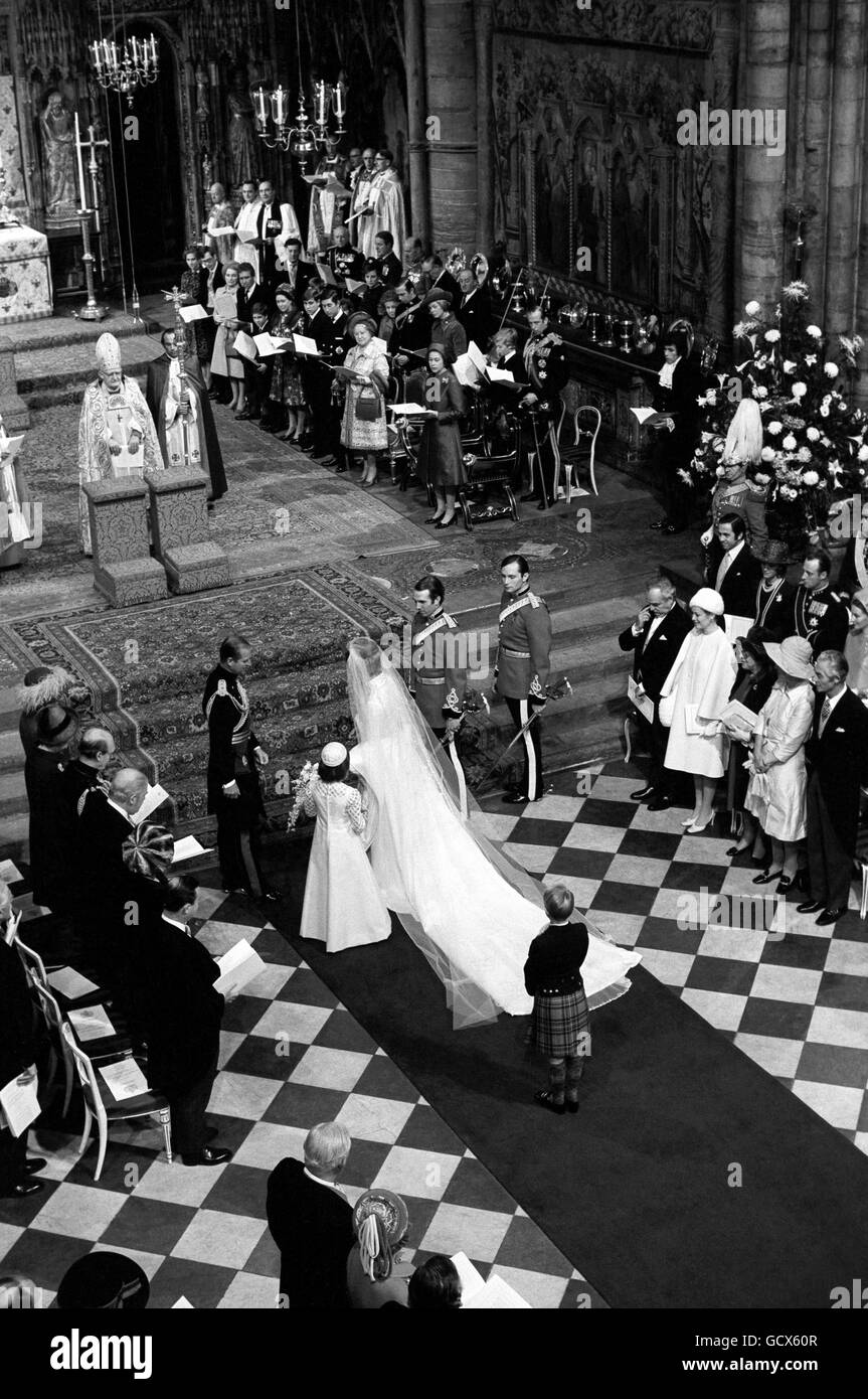 Royalty - Prinzessin Anne und Captain Mark Phillips Hochzeit - London Stockfoto
