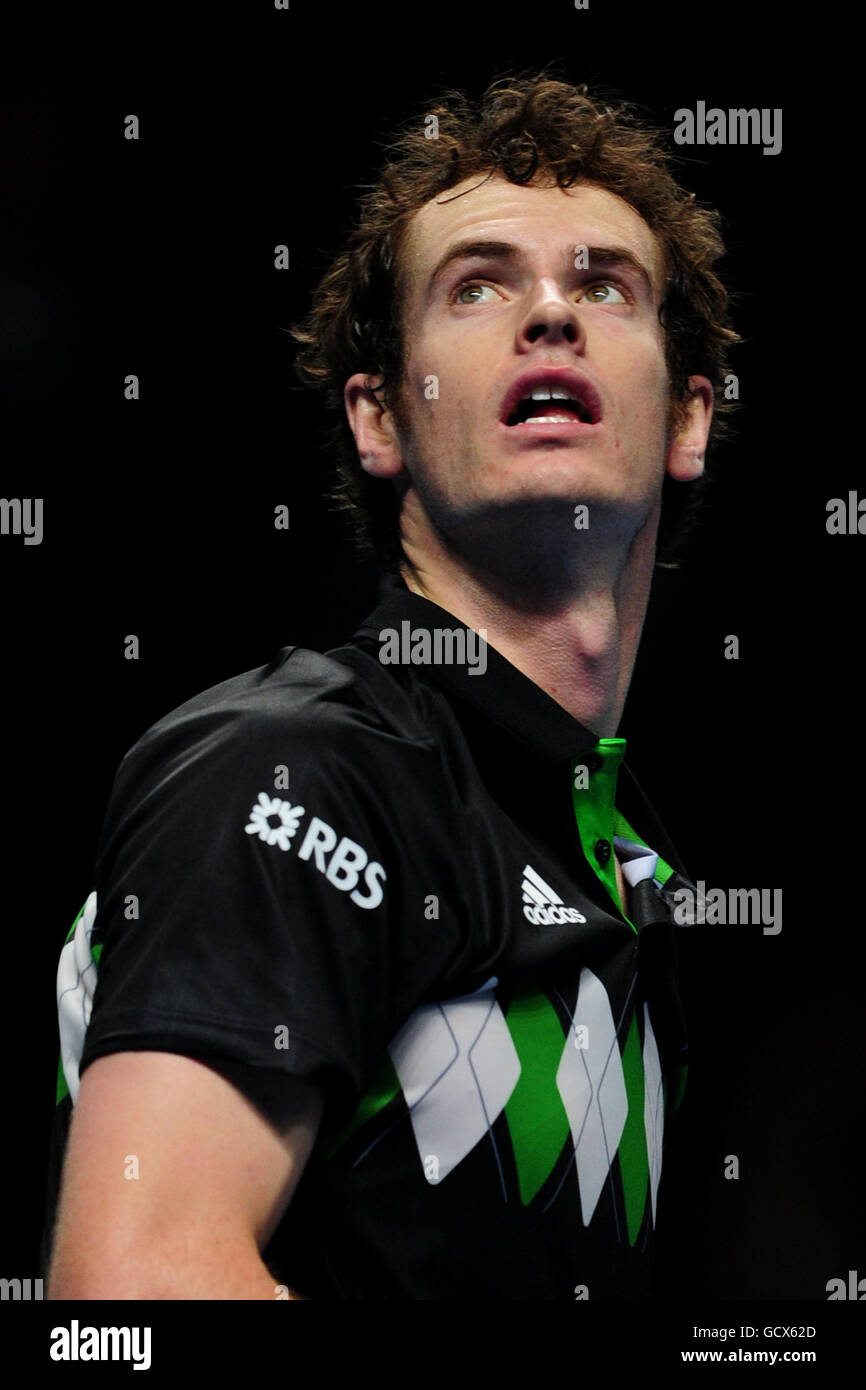Tennis - Barclays ATP World Tennis Tour Finals - Tag 1 - O2 Arena. Andy Murray, Großbritannien Stockfoto
