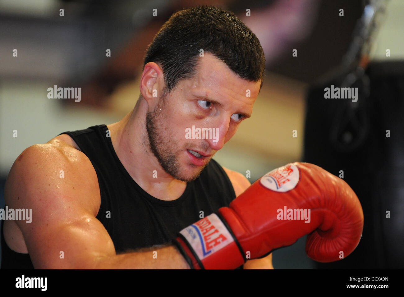 **** Carl Froch während der Medienarbeit am Englischen Institut für Sport, Sheffield. Stockfoto