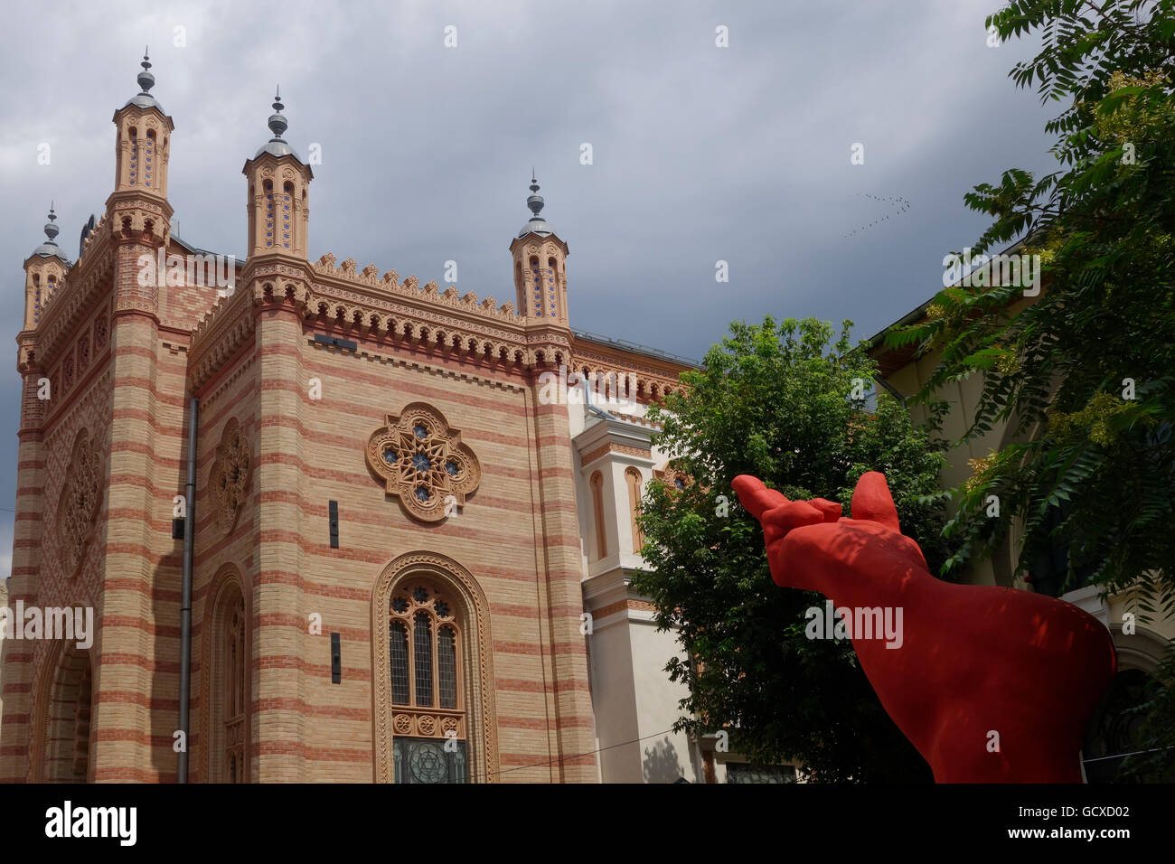 Fassade des restaurierten Choraltempel eine Synagoge gebaut im Jahre 1867 durch die ultrarechten Legionäre verwüstet, aber nach dem zweiten Weltkrieg im Jahre 1945 restauriert. Bukarest, Rumänien Stockfoto