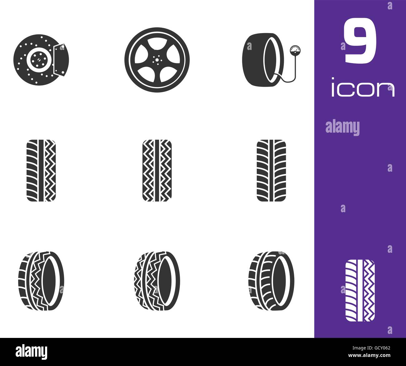 Vektor-schwarze Reifen-Icons set Stock Vektor