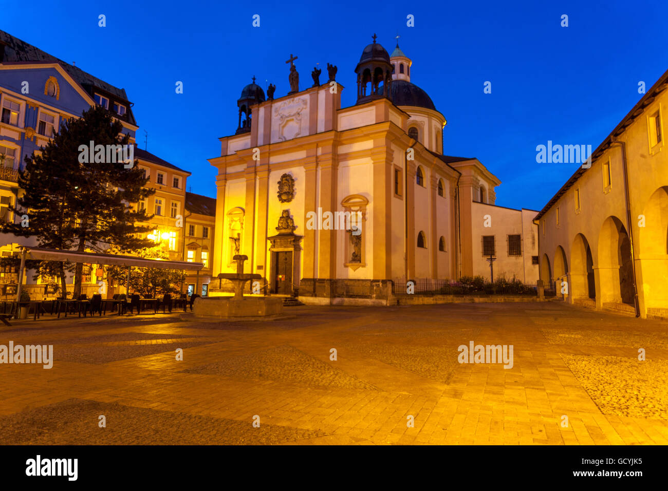 Barocke Kirche des Heiligen Kreuzes, Decin, Nord-Böhmen, Tschechische Republik Stockfoto