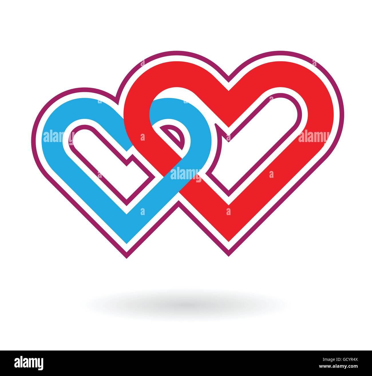 zwei Herzen Liebe Symbol abstrakte Vektorelement Stock Vektor