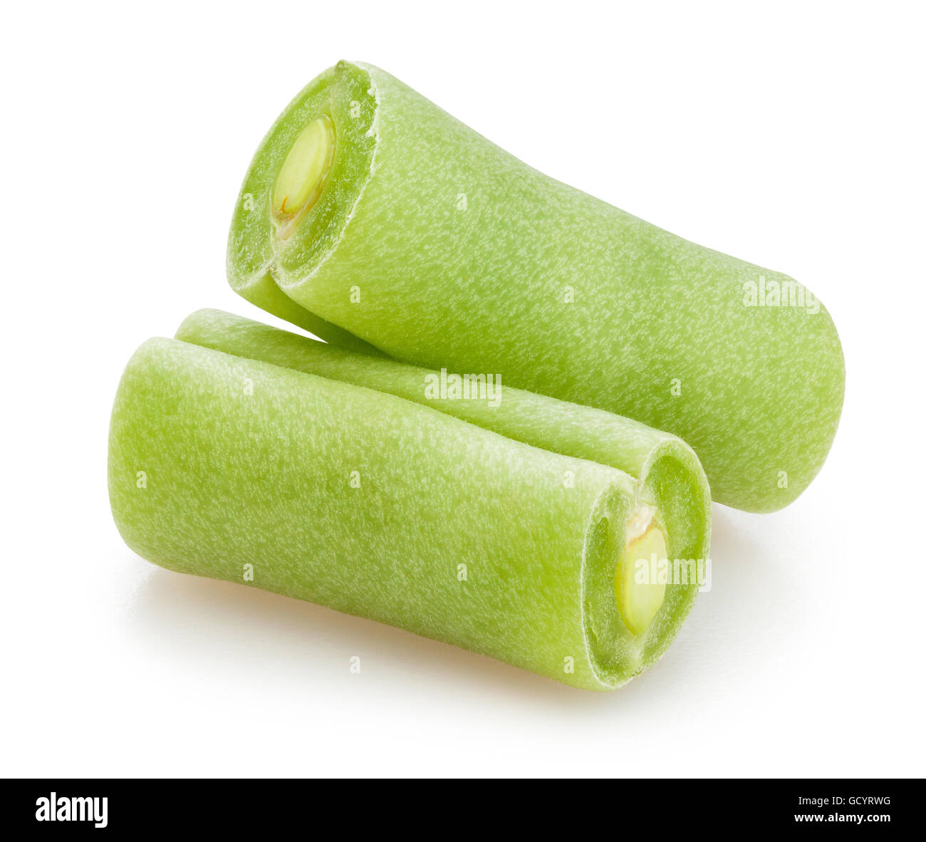 grüne Bohnen isoliert Stockfoto