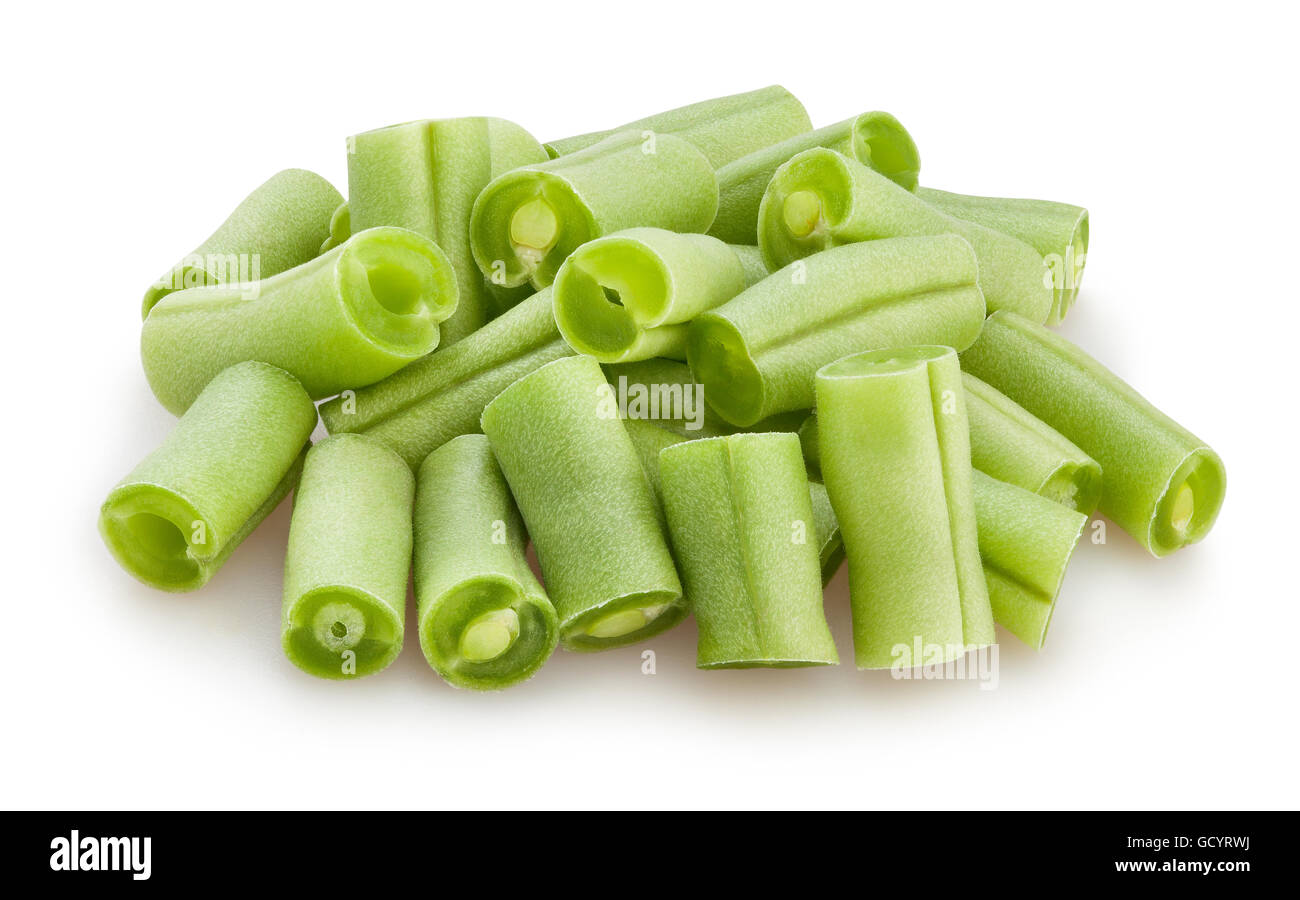 grüne Bohnen isoliert Stockfoto