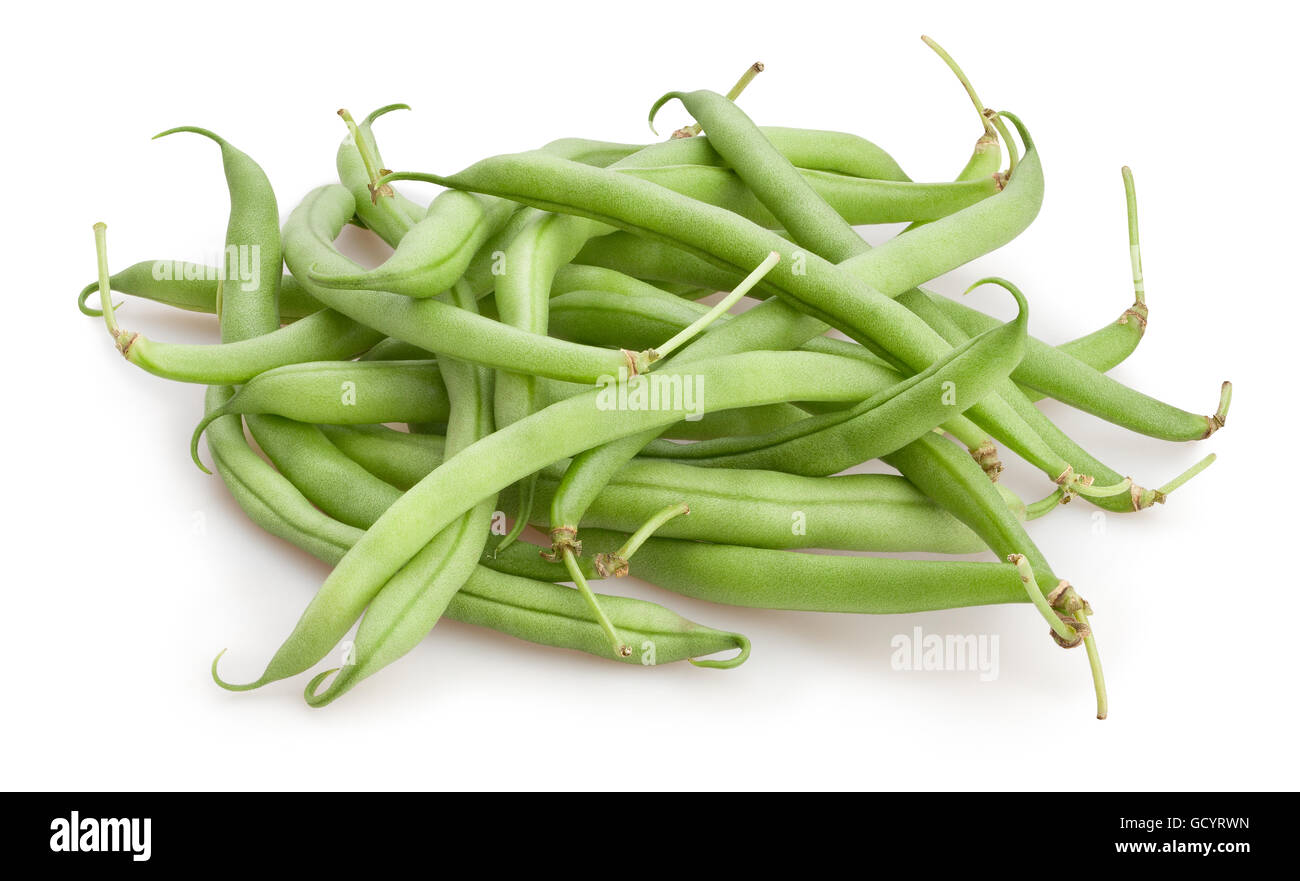grüne Bohnen isoliert Stockfoto