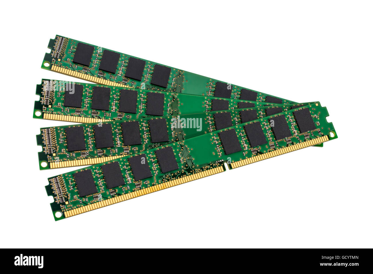 Elektronische Sammlung - Computer random-Access Memory (RAM) Module auf dem weißen Hintergrund isoliert Stockfoto