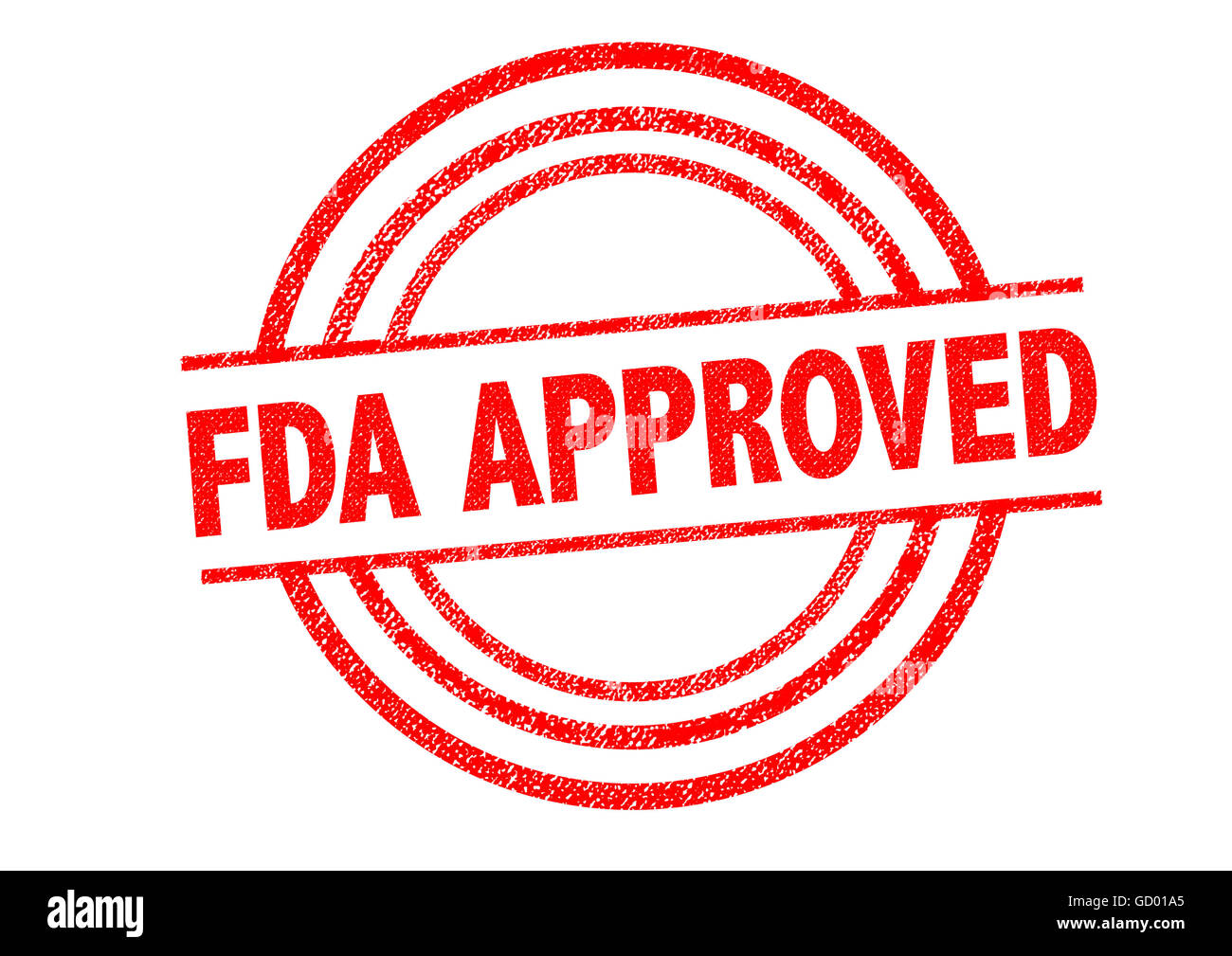 FDA genehmigt Stempel auf einem weißen Hintergrund. Stockfoto