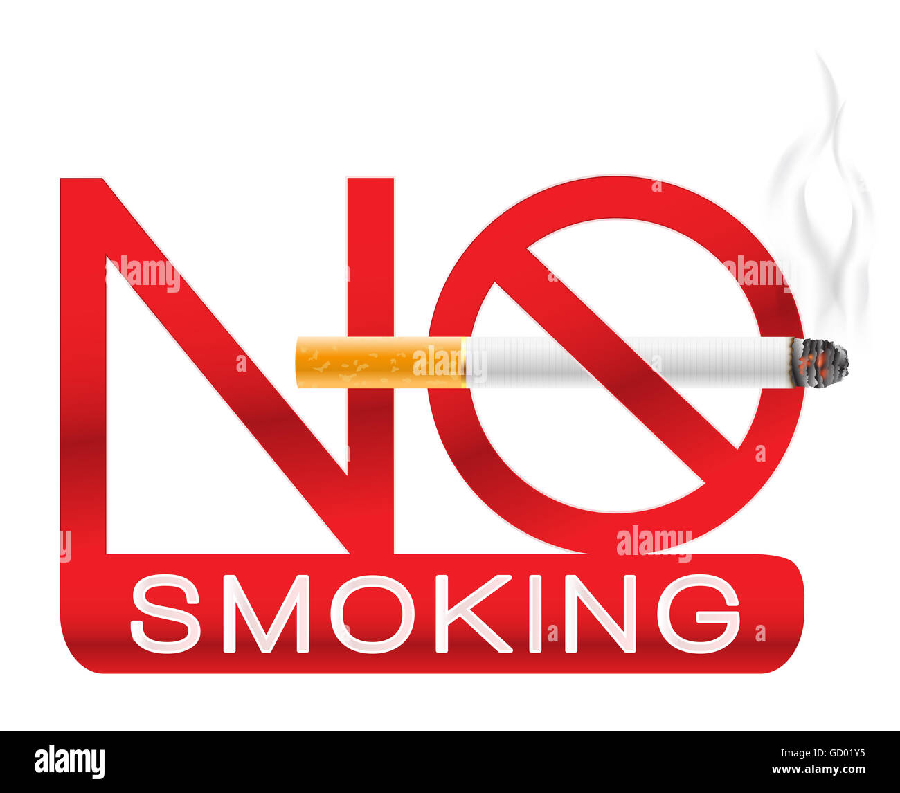 kein Rauchen Zeichen mit Zigarette und Rauch. Vektor-illustration Stockfoto