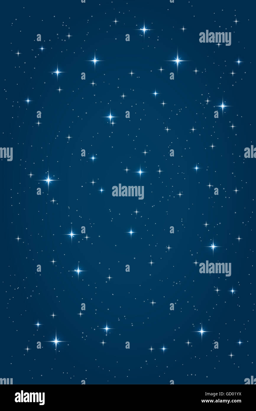 Blaue Nacht Sternenhimmel. vertikales Design-Vorlage Stockfoto