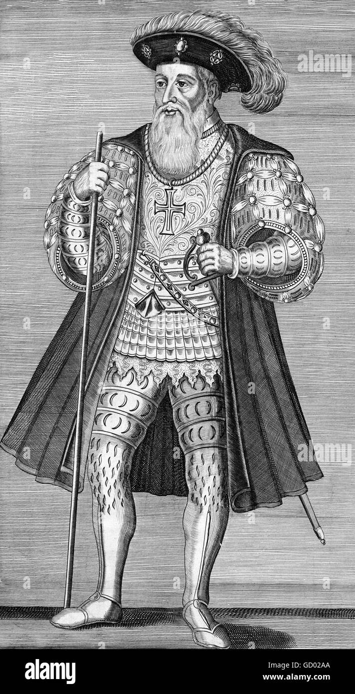 Vasco de Gama. Porträt der portugiesischen Entdecker, Vasco da Gama, 1. Graf von Vidigueira (ca. 1460 – 1524), war der erste Europäer, der Indien auf dem Seeweg zu erreichen. Kupferstich aus der Geschichte Amerikas durch William Robertson, 1778. Stockfoto