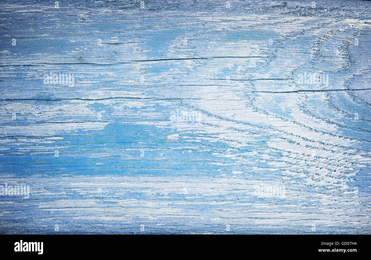 Hellblau zerkratzt Holzbrett. Holzstruktur Stockfoto