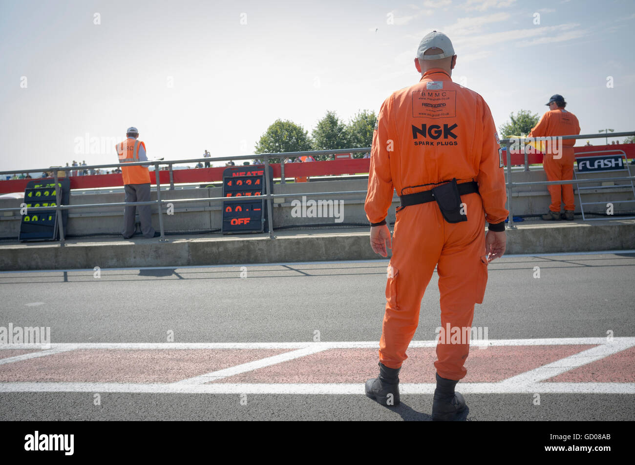 Marshalls Strecke in Silverstone Stockfoto