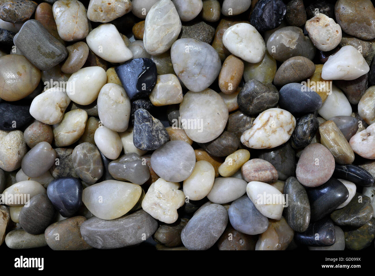 Auswahl an Kieselsteinen Stockfoto