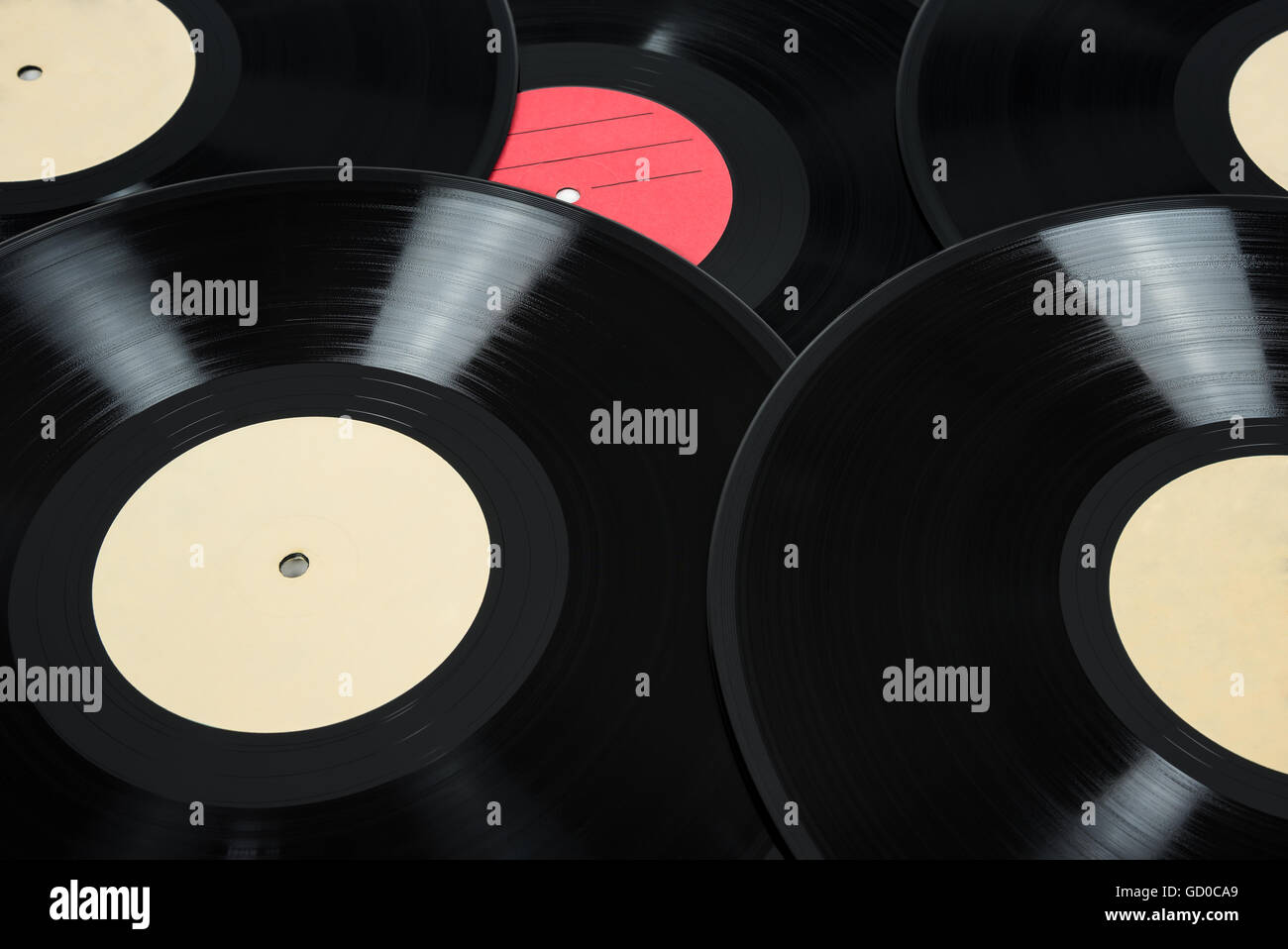 Hintergrundmusik gemacht von alten Vinyl-Schallplatten Stockfoto