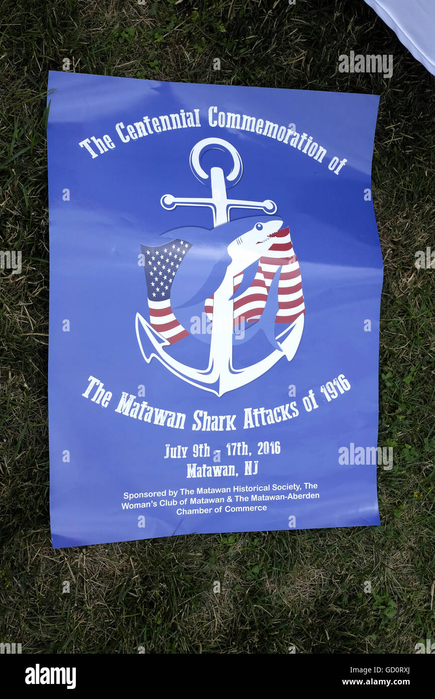 Fishes 2016 zum 100. Jahrestag der Hai-Angriffe in New Jersey. Hundertjährige Gedenken an den Matawan Hai Angriffe Juli 1916 Stockfoto