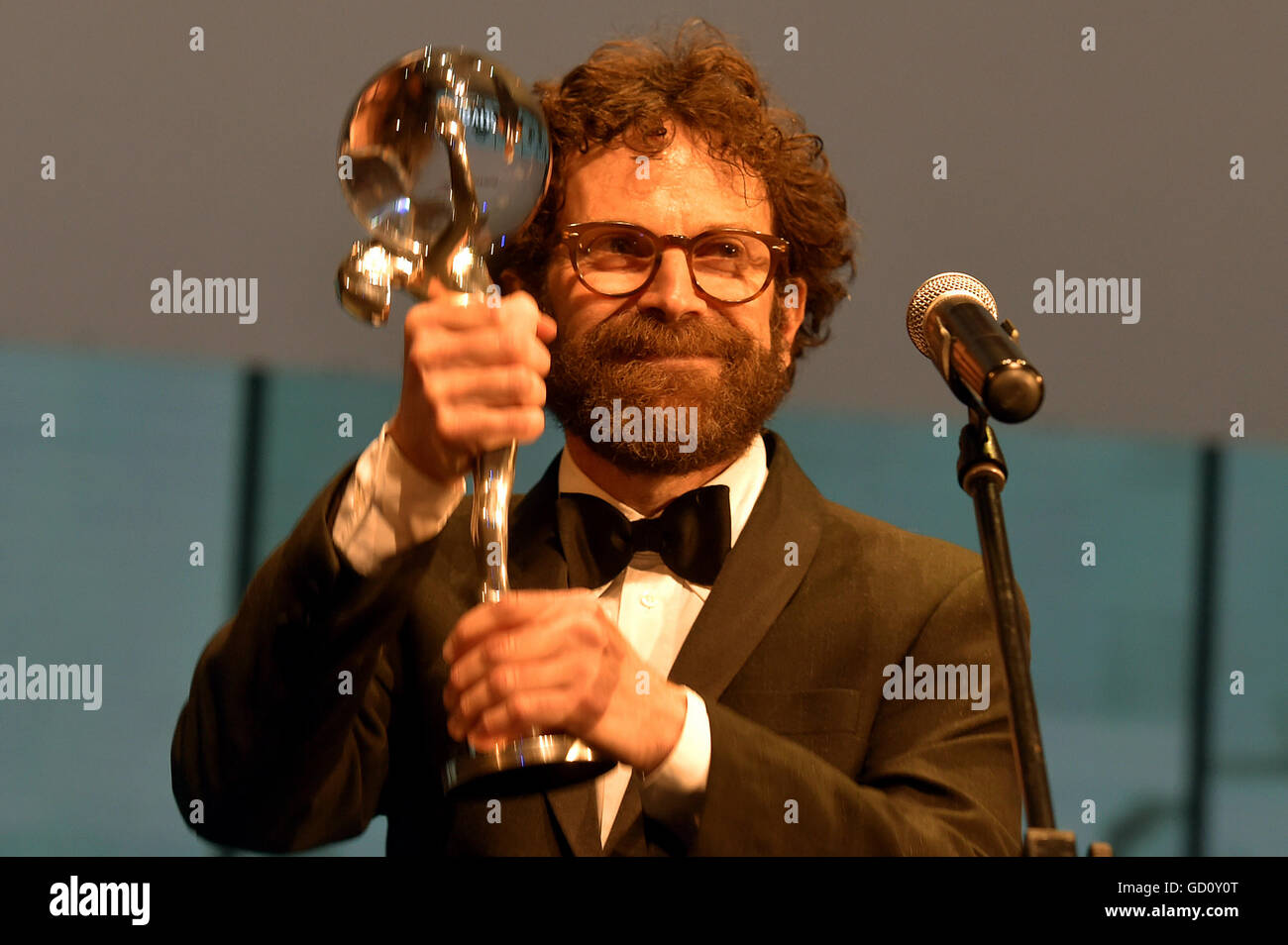 Karlovy Vary, Tschechien. 9. Juli 2016. Preisgekrönte US-Drehbuchautor Charlie Kaufman erhielt der Präsident Award Preis in Karlovy Vary, Tschechische Republik, 9. Juli 2016. © Slavomir Kube es/CTK Foto/Alamy Live-Nachrichten Stockfoto