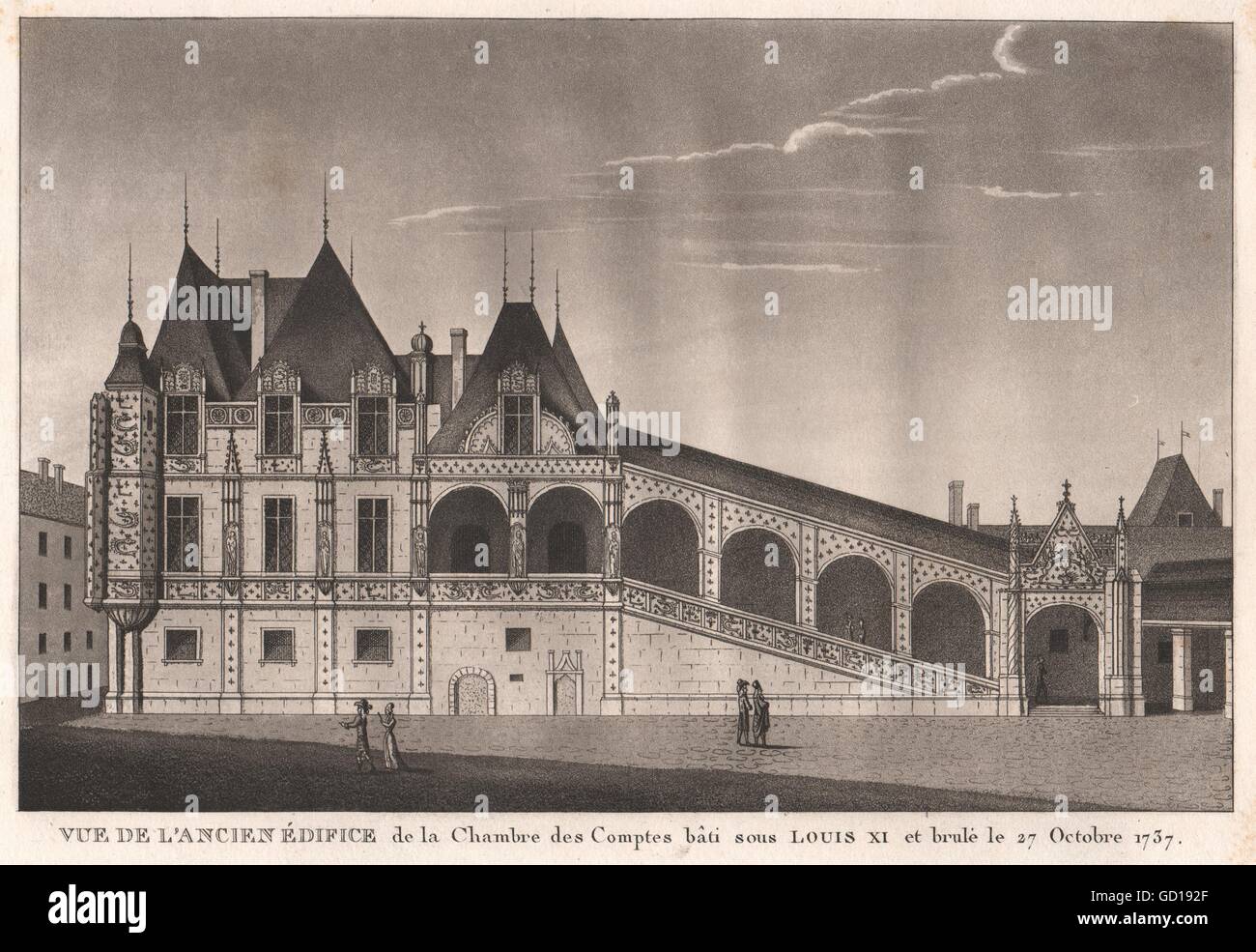 PARIS: Ancien Édifice De La Chambre des Comptes Bâti 15 ° C. Brulé 1737, 1808 Stockfoto