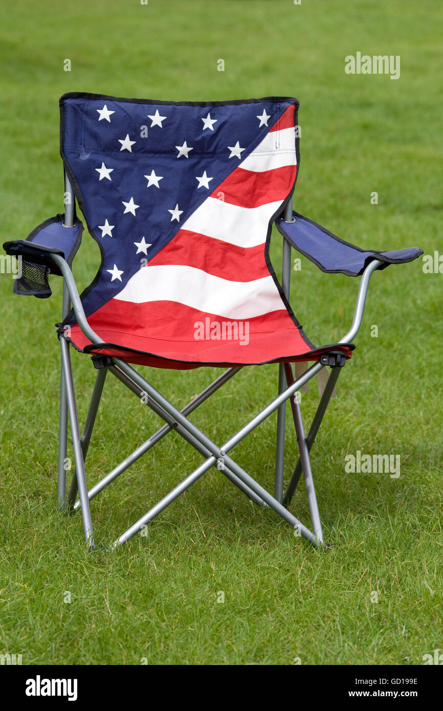Amerikanische patriotische Campingstuhl Stockfoto