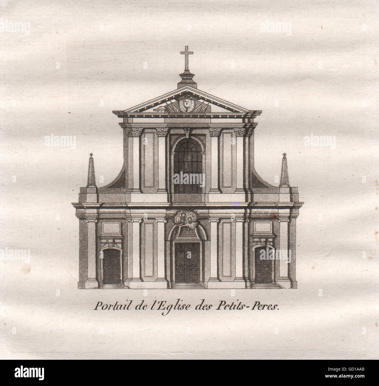 PARIS: Portail de L'Eglise des Petits-Peres. Aquatinta, antiken Druck 1808 Stockfoto