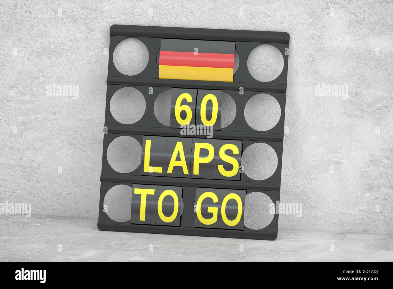 Hockenheimring Rennen, Pit Brett mit Flagge von Deutschland, 3D-Rendering Stockfoto