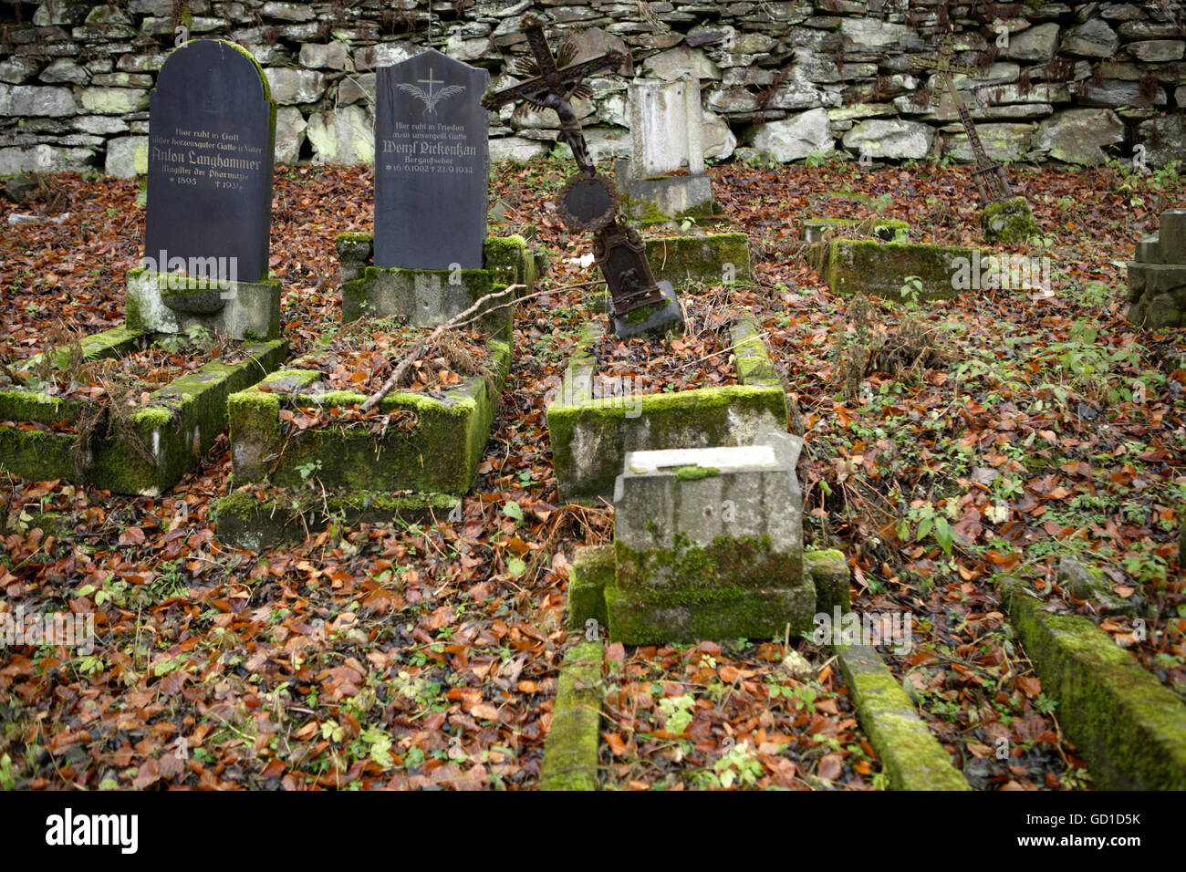 Verlassenen Friedhof, Joachimsthal, West-Böhmen, Tschechische Republik, Europa Stockfoto