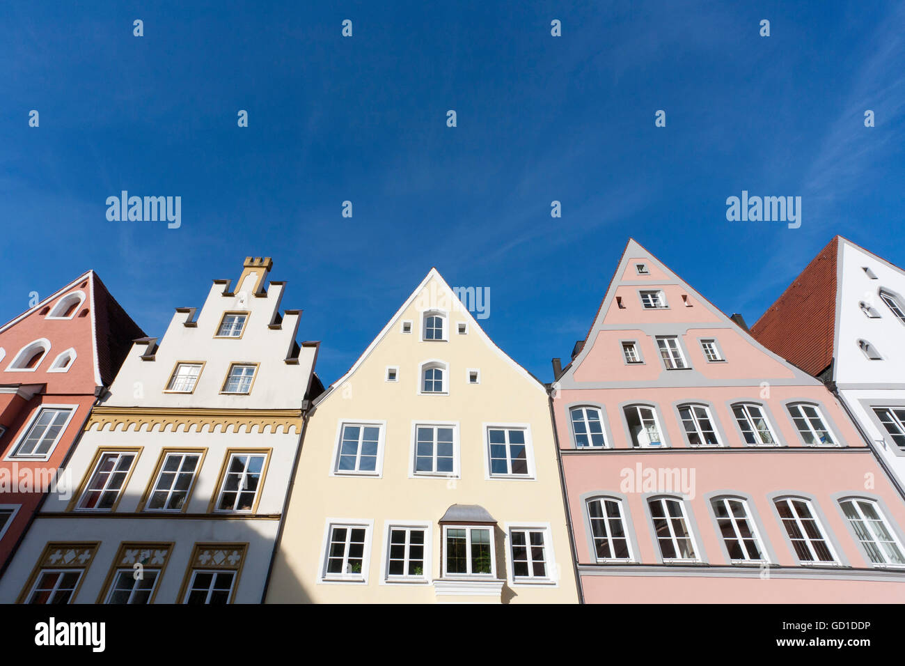 Häuser in der Ludwigstraße Straße, Landsberg Lech, Bayern bin Stockfoto