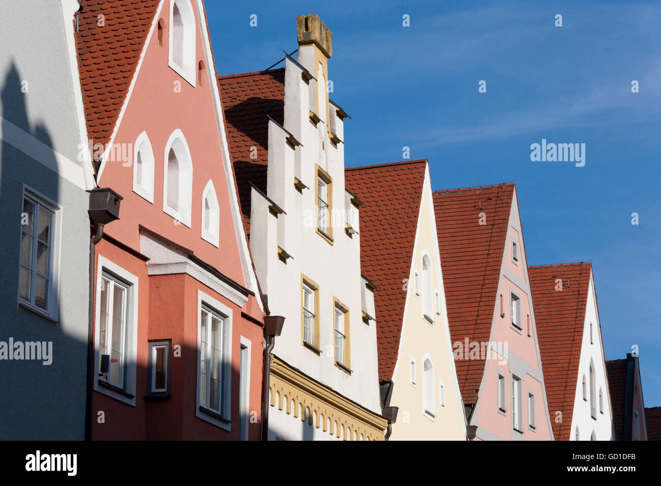 Häuser in der Ludwigstraße Straße, Landsberg Lech, Bayern bin Stockfoto