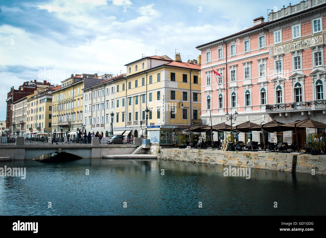 Triest Restaurants Canal Grande Bereich Stockfoto